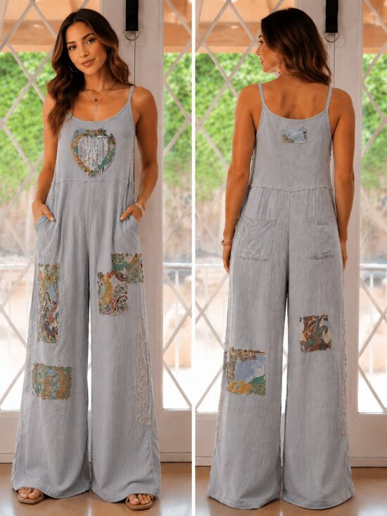 POL Pants - 💙 POL Light Blue Patchwork Jumpsuit – Size Medium 💙